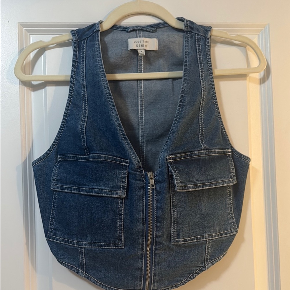 Denim Zip-Up Vest